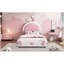 Lit plateforme simple tapissier avec tête de lit en forme de lapin, blanc