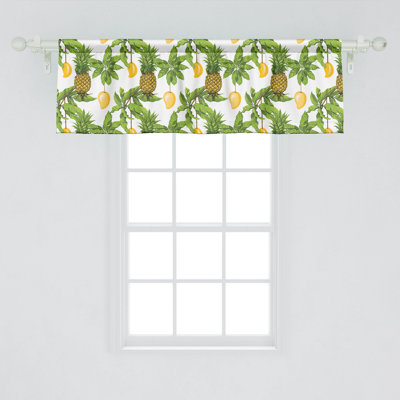 Ambesonne Tropical Valance Pack of 2 Pineapple Mango Palmatia  White Multicolor