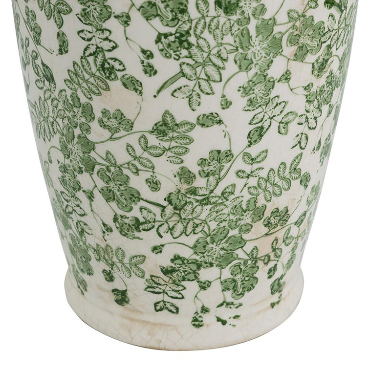 Vase à fleurs - 7,5 po x 7,5 po x 14,5 po - vert / blanc