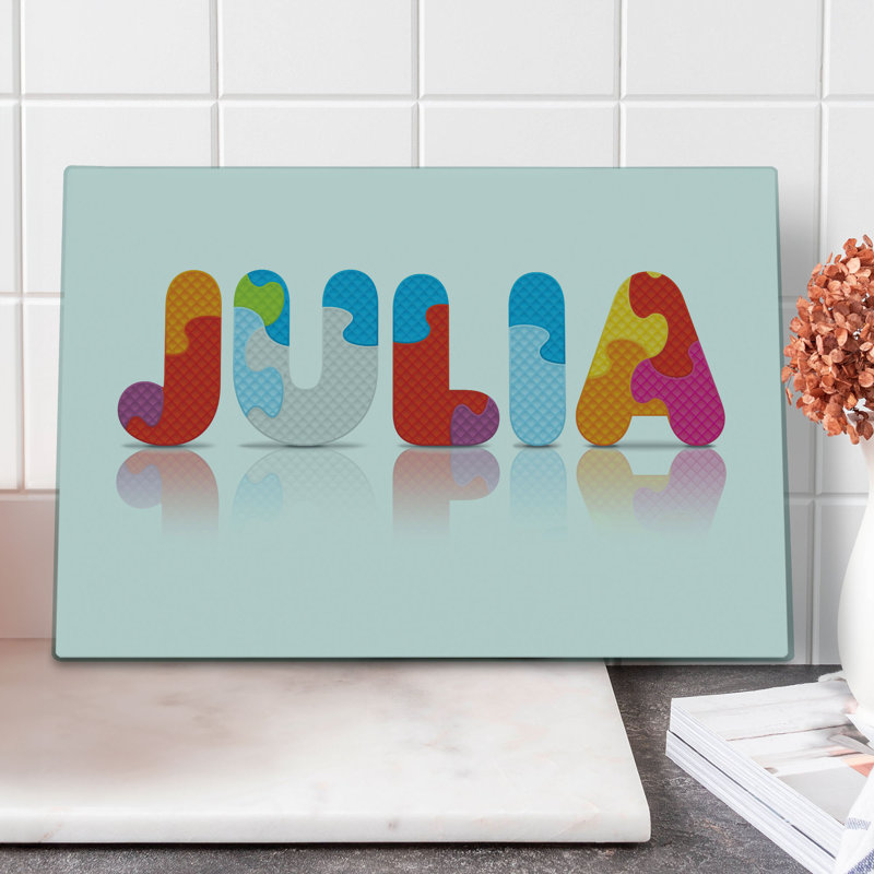 Ambesonne Julia Cutting Board Large Size Game Style Letters Multicolor