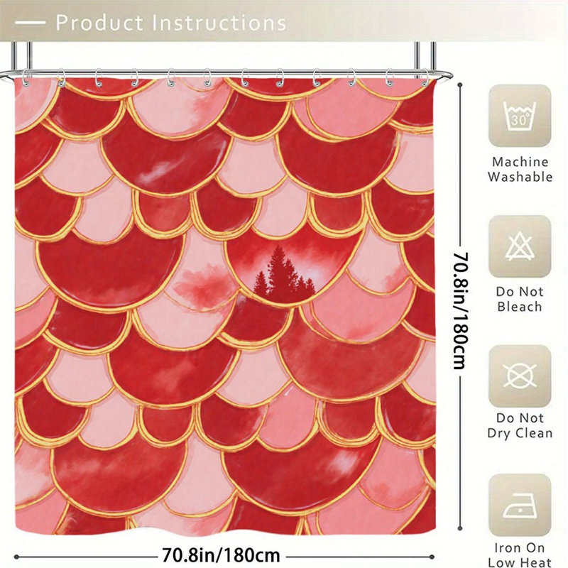 Rideaux de douche rouges avec pales rouges, 71 x 71, Rouge