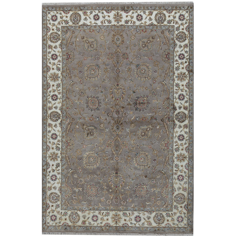 Tapis ivoire et ivoire noué à la main de haute qualité