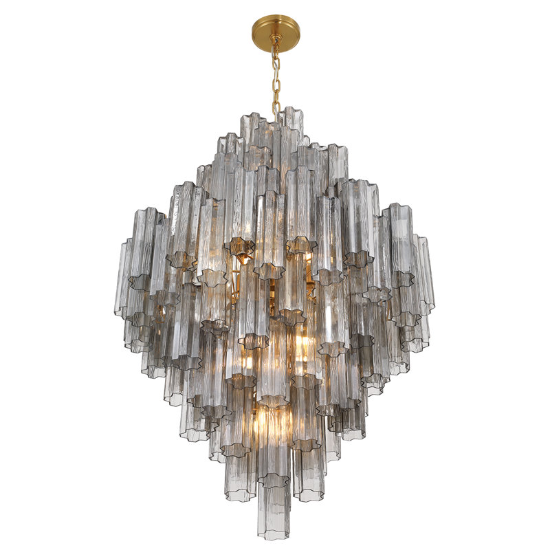 Wesham 20 Light Aged Brass Chandelier, Gray, Aged Brass