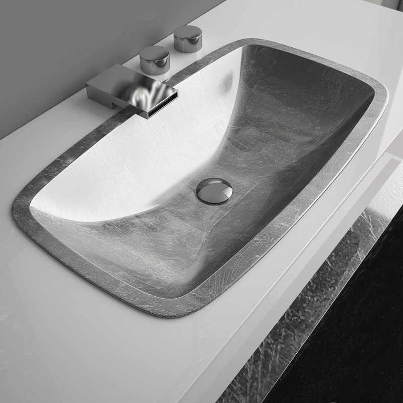 Oceano 25.2'' L Bathroom Sink, Silver Leaf