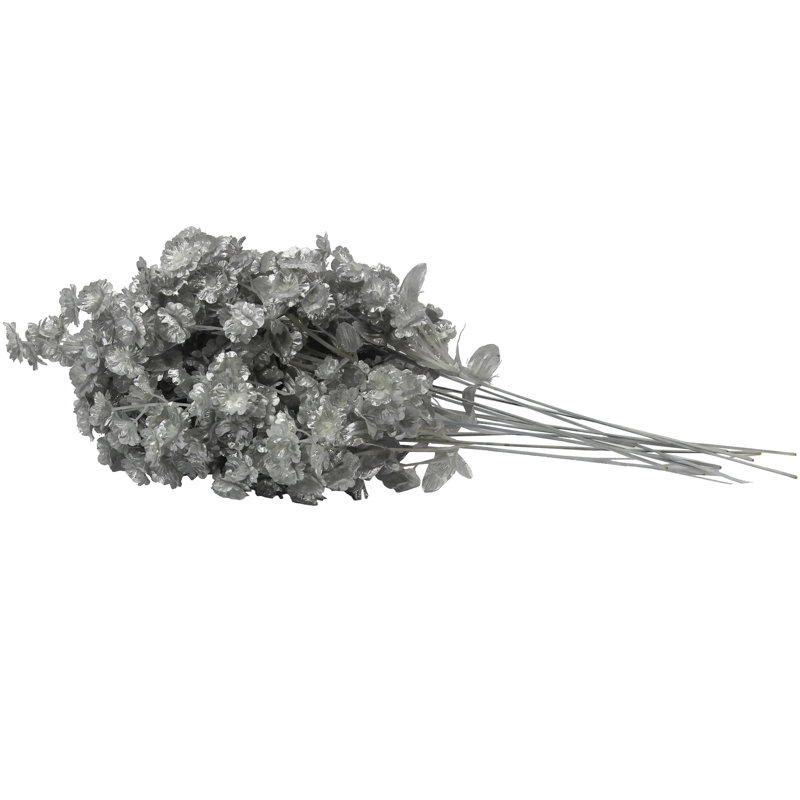 12 fleurs artificielles en pleine floraison 12 tiges, Argent métallique