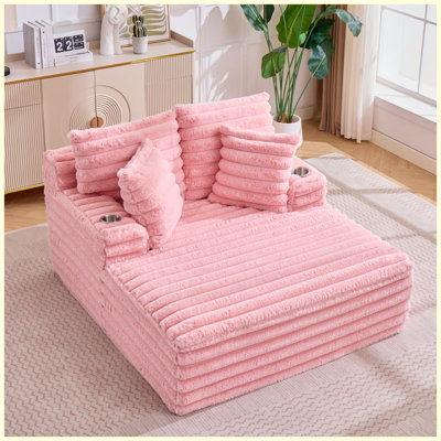 Oversized Chaise Lounge Chair with Pillows, Comfy Fluffy Cloud Couch, Single Sleeper, No Assembly