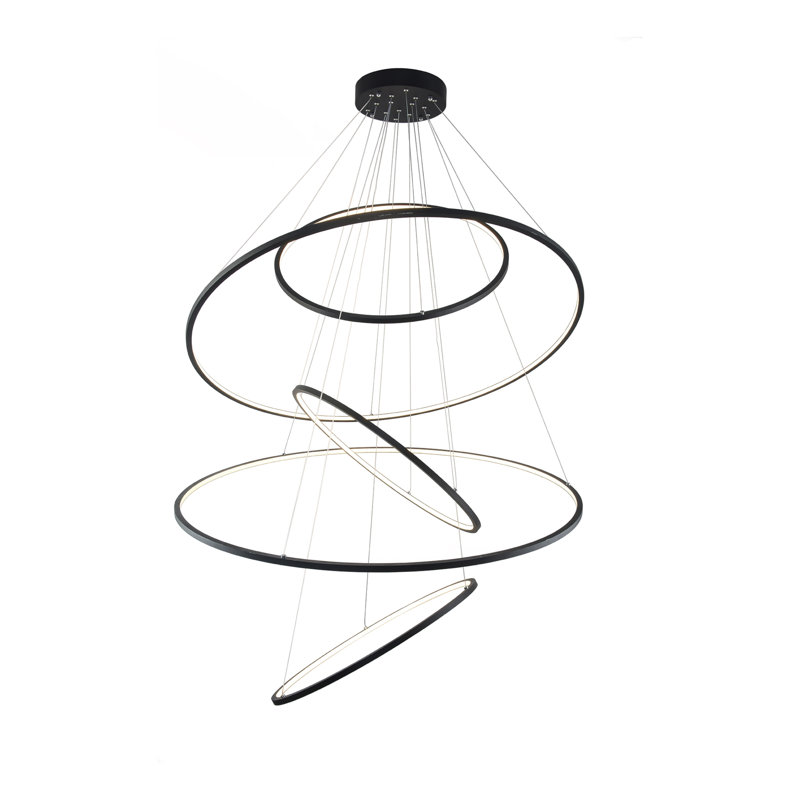 5 - Light LED Geometric Pendant, Black