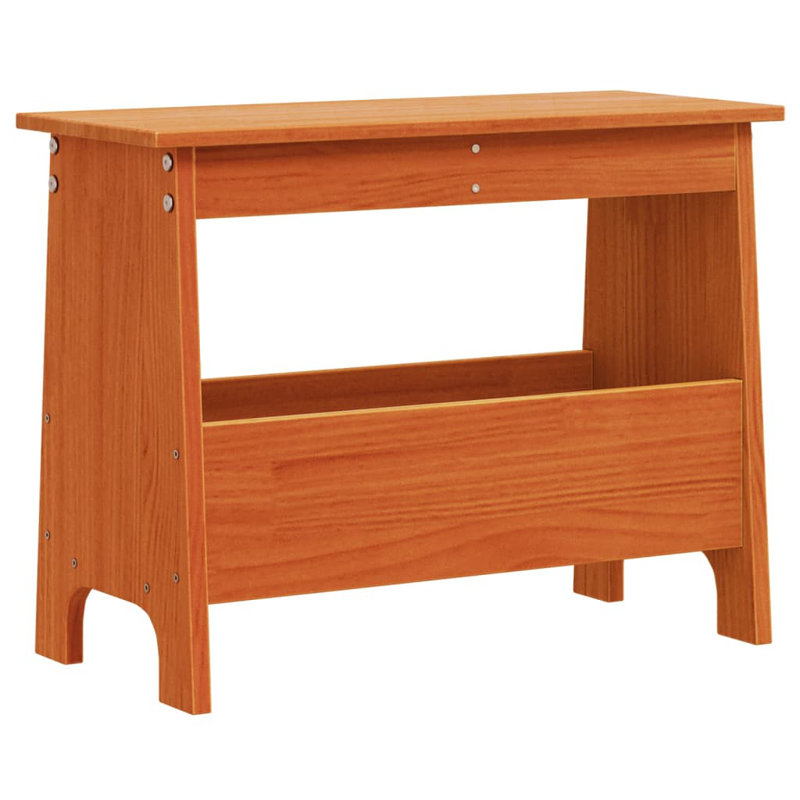 Allisandra Solid Wood Storage Bench, 45cm H x 60cm W x  28cm D, Wax Brown