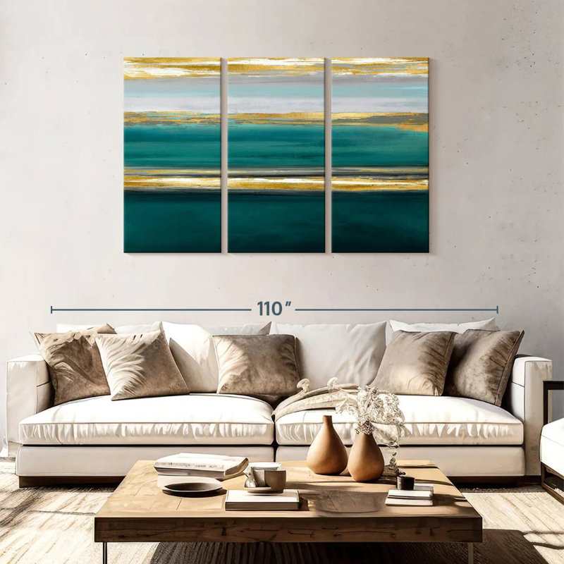 Avery Parallel Lines On Teal, 48" H x 74" W