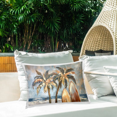 Coussin d'extérieur Warm Warm Surfboard Design par Ramona Murdock