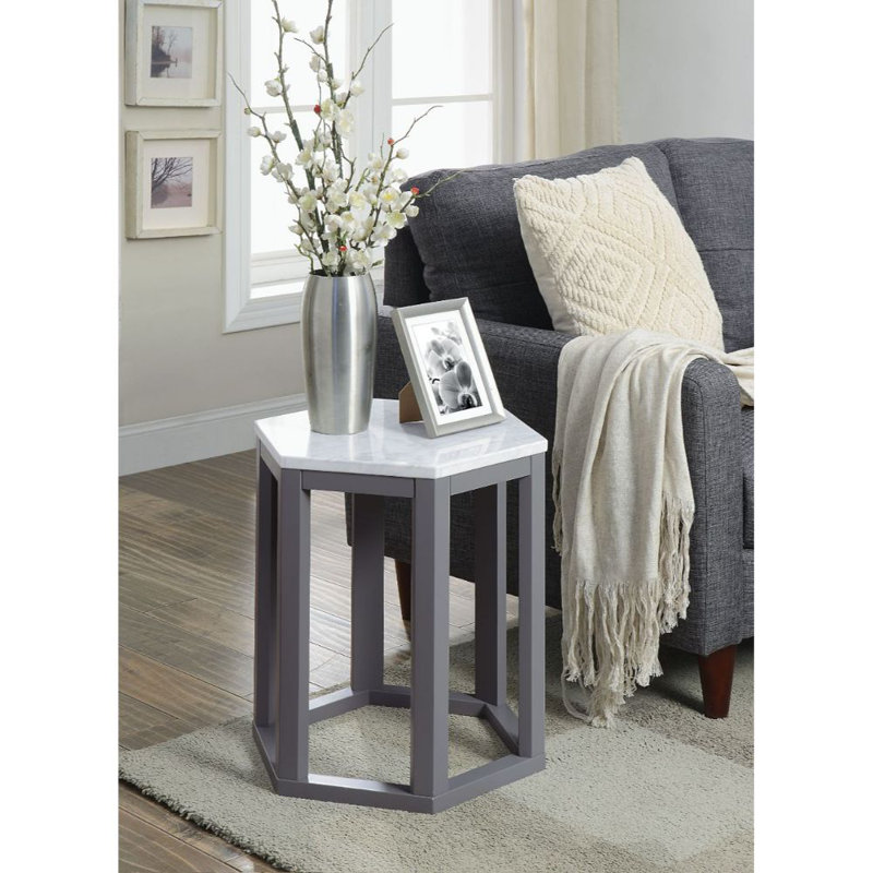 Table de bout Aguirre-Jarquin, Gris, Blanc