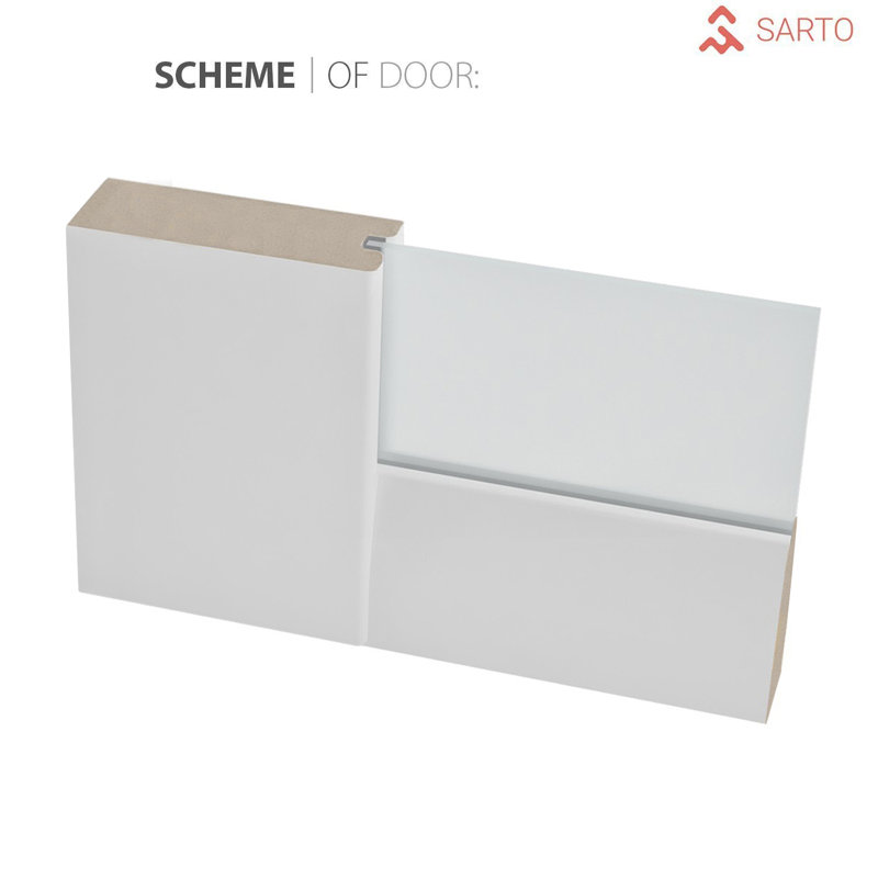 Quadro 48" x 80" White MDF Bypass Closet Doors with Frosted Glass