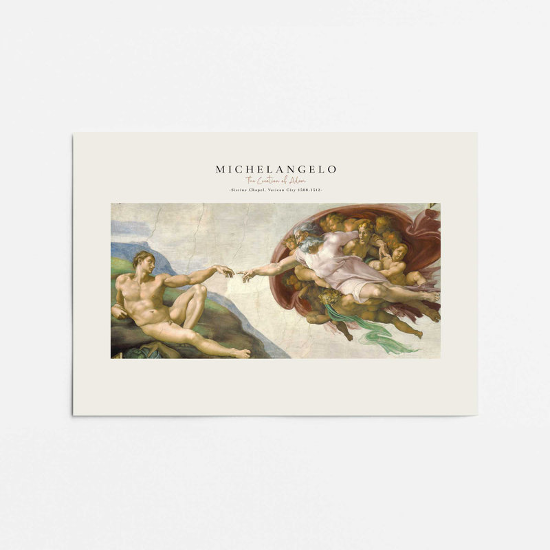 La création d'Adam par Michel-Ange v2, H 16 po x l 20 po x P 0,1 po, Impression sans cadre, Ne s’applique pas
