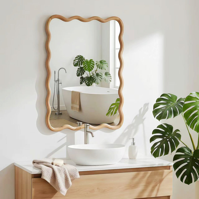 Miroir décoratif rectangulaire en bois, Bois naturel