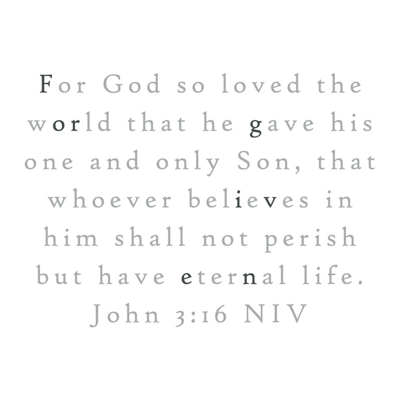«For God so Loves», reproduction sur toile tendue, H 12 po x l 16 po