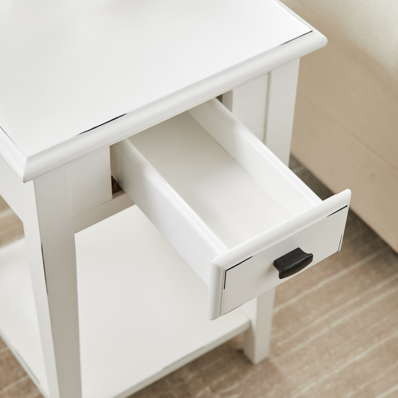 Table d'appoint carrée en bois massif, Blanc