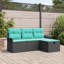 Ensemble de canapé de jardin vidaXL 4 pièces en rotin de polyester noir et turquoise-213006404