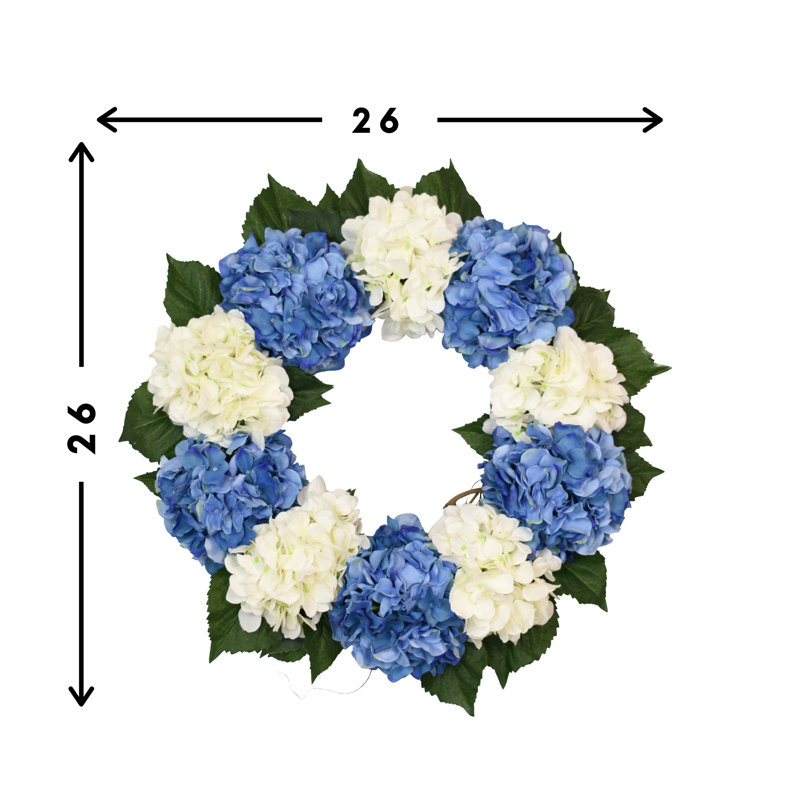 Blue And White Hydrangea Wreath, Blue/Green/White