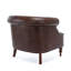 Chaise d'appoint, similicuir brun, design élégant, dossier pour le confort, revêtement classique en cuir à structure stable, capitonnage à boutons, fauteuil confortable, construction