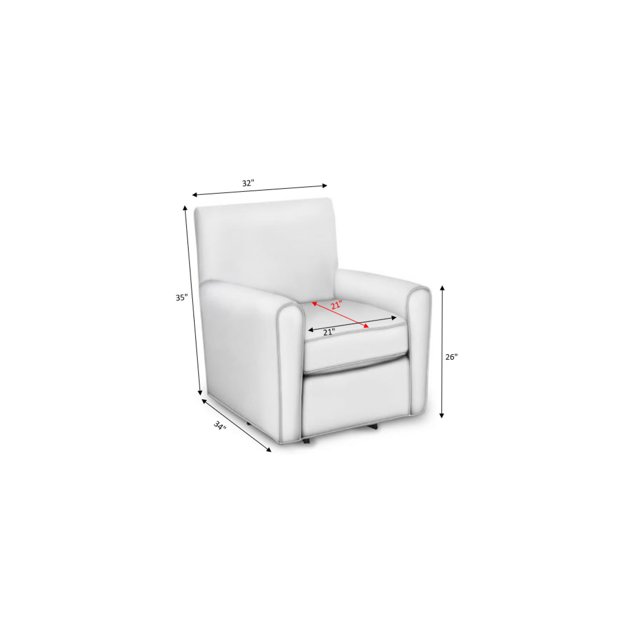 Mikeno Upholstered Swivel Armchair, Ida White