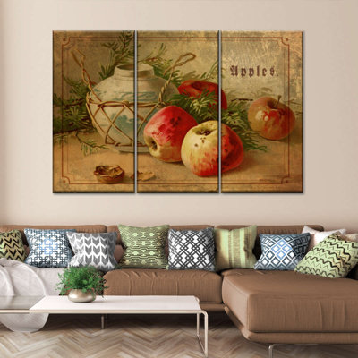 Ensemble de 3 pommes délicieuses sur toile