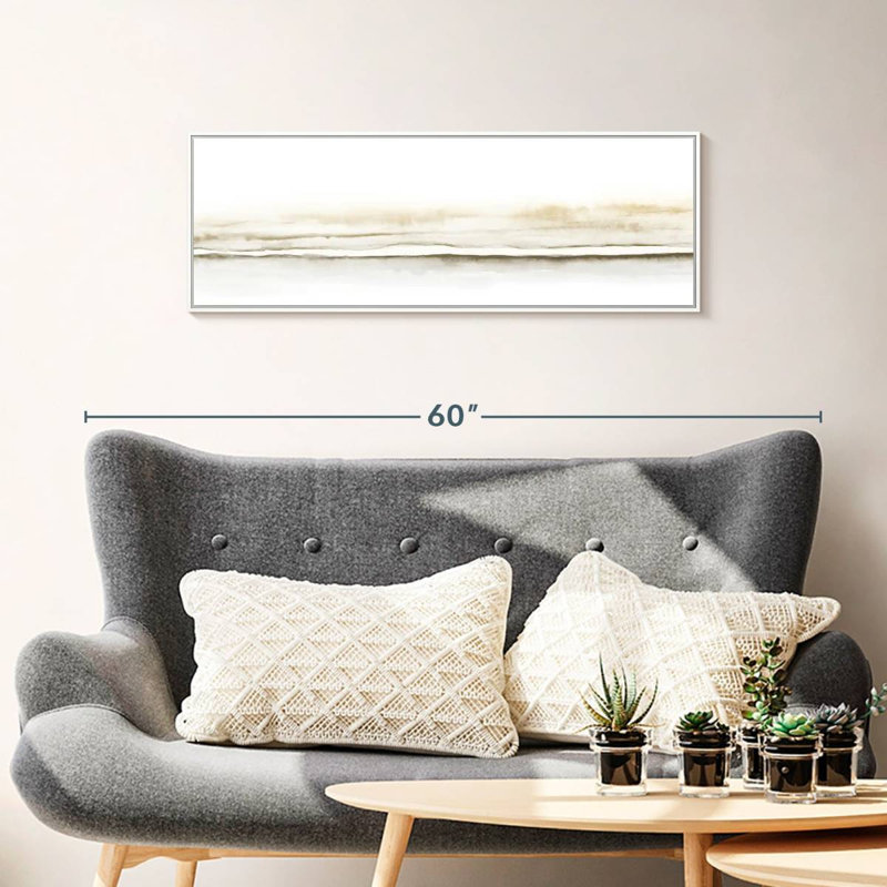 Aquarelle paysage X panoramique, Cadre flottant blanc, 37 po x 13 po