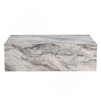 Table basse de 39,3 x 23,6 x 11,8 po en MDF à motif de marbre blanc - Design luxueux, décor de salon parfait - Design élégant et durable. Convient à diverses situations et scènes. W1151P194279