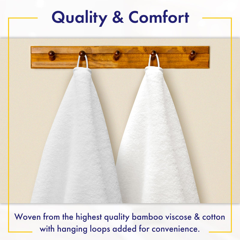 Serviettes de bain en rayonne de bambou - Serviettes de bain de luxe ultra moelleuses et moelleuses 700 g / m² - Super absorbantes et à séchage rapide - Ensemble de serviettes 6 pièces (Papyrus)