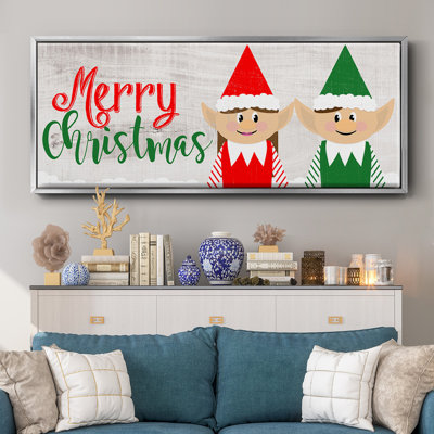 Christmas Elf Couple- Framed Canvas