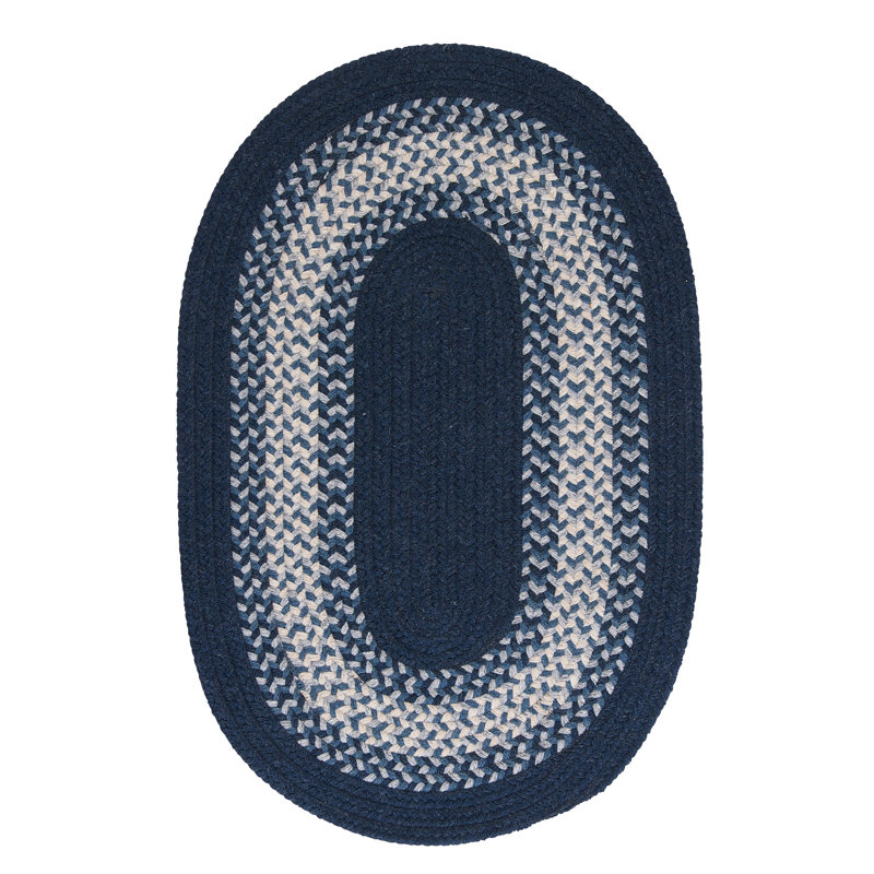 Tapis de surface marine tressée géométrique Serafin, Ovale 9 pi x 12 pi