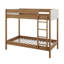 Lit superposé simple en bois d'hévéa avec structure rembourrée et échelle intégrée