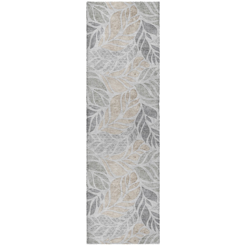 Premium Machine Washable Dream Shag ADS198 Leaves Rug, 2'3" x 7'6" Runner