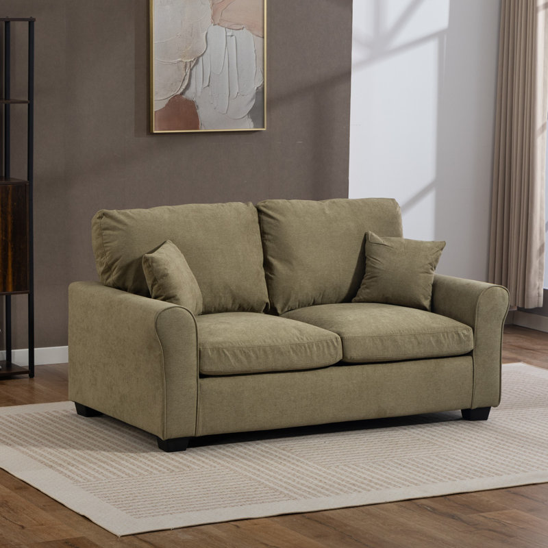 2 Seater Linen Blend Sofa Bed, Light Green