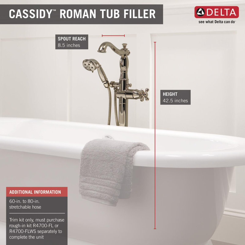 Cassidy™ Floor Mounted Clawfoot Tub Faucet Trim, Brilliance Polished Nickel