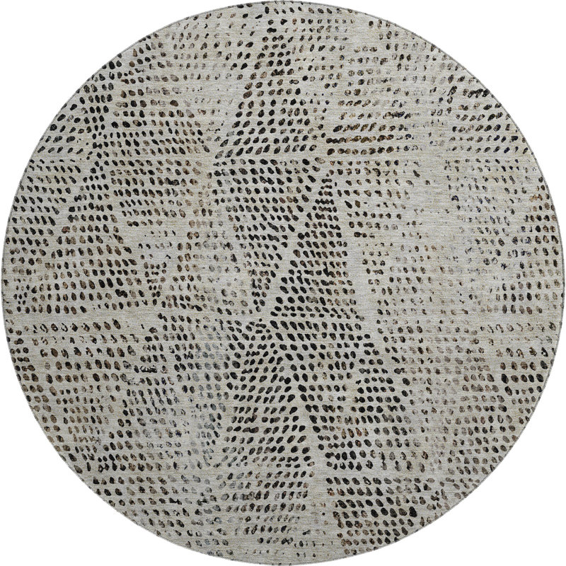 Premium Machine Washable Cerrito AMF591 Gray Rug, Round 8'