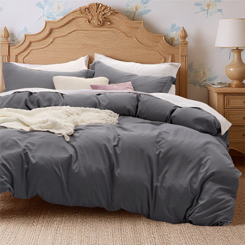 Ensemble de housse de couette en microfibre Litsure - Ensemble de literie très doux en coton prélavé (ensemble de 3)