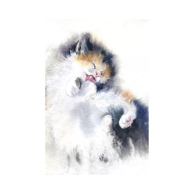 Kitty Bath by Marina Ignatova - Wrapped Canvas Painting