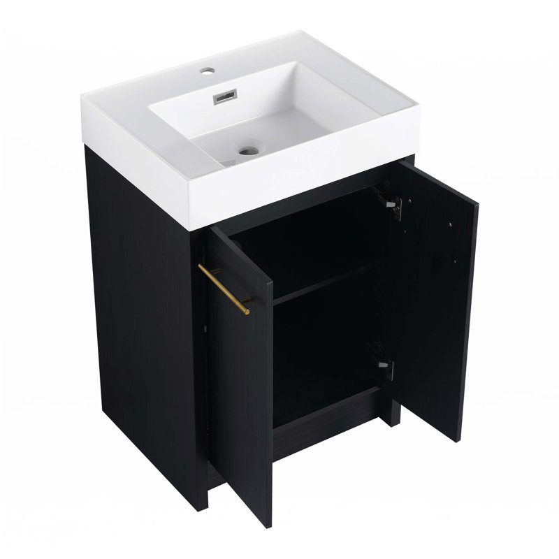 Meuble-lavabo autoportant avec lavabo en résine
