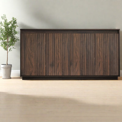 Powered Sideboards & Buffets, Walnut Wood Modern Storage For Kitchen