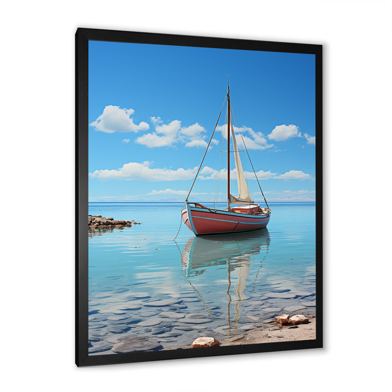 Horizon de planche à voile maritime sur toile, H 20 po x l 12 po x P 1 po, Cadre photo noir