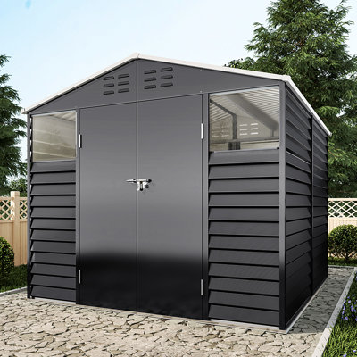 Kemmerer 8ft. 1 in. W x 8ft. 6 in. D Metal Shiplap Apex Garden Shed