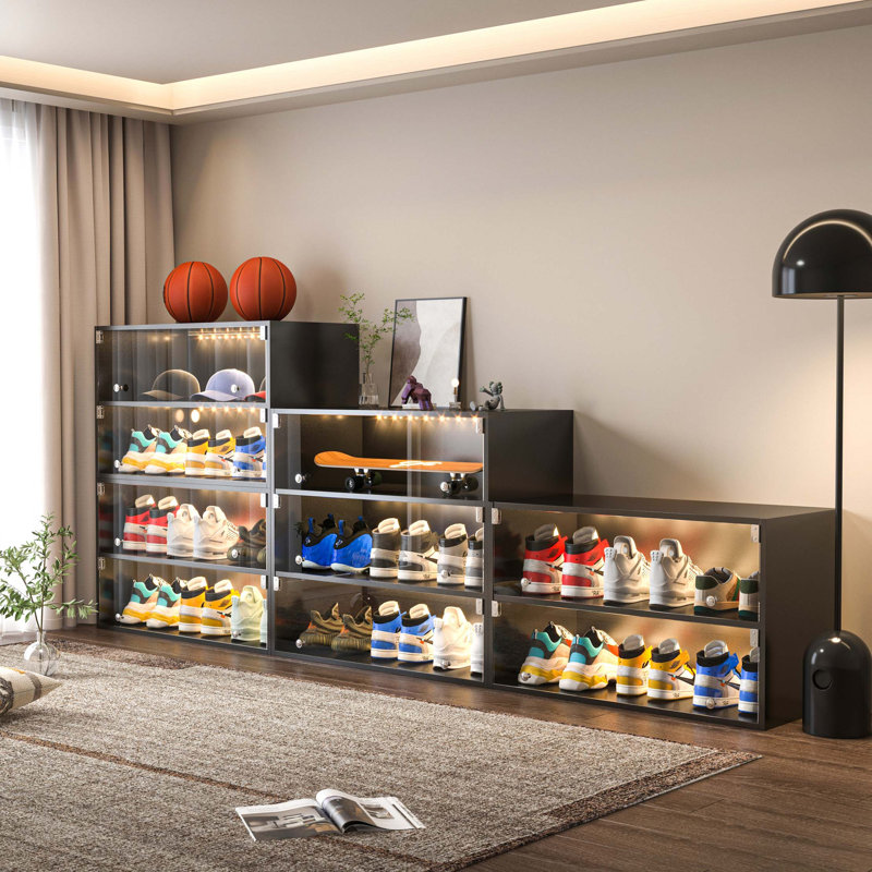 Armoire de rangement pour chaussures en verre