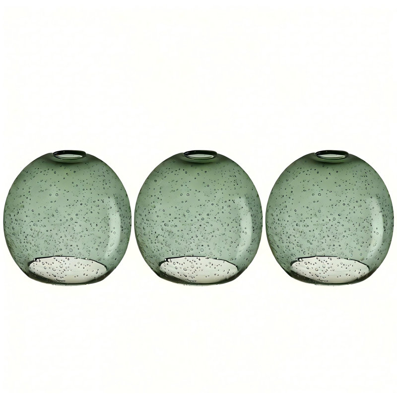 3 Pack 6.38 in Bottle Green Seed Glass Globe Pendant Shade