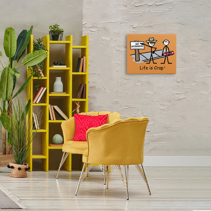 «No Skateboarding Sign», art mural sur toile par LIC, H 16 po x l 20 po