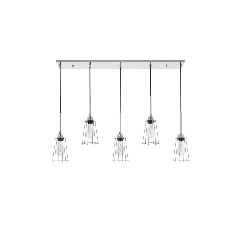 Luminaire suspendu conique à 5 lumières Sessoms, Chrome