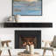 Eastport Rustic Wooden Fireplace Mantel Shelf In Black With Natural Distressing And Knots, Pine Wood-985320732