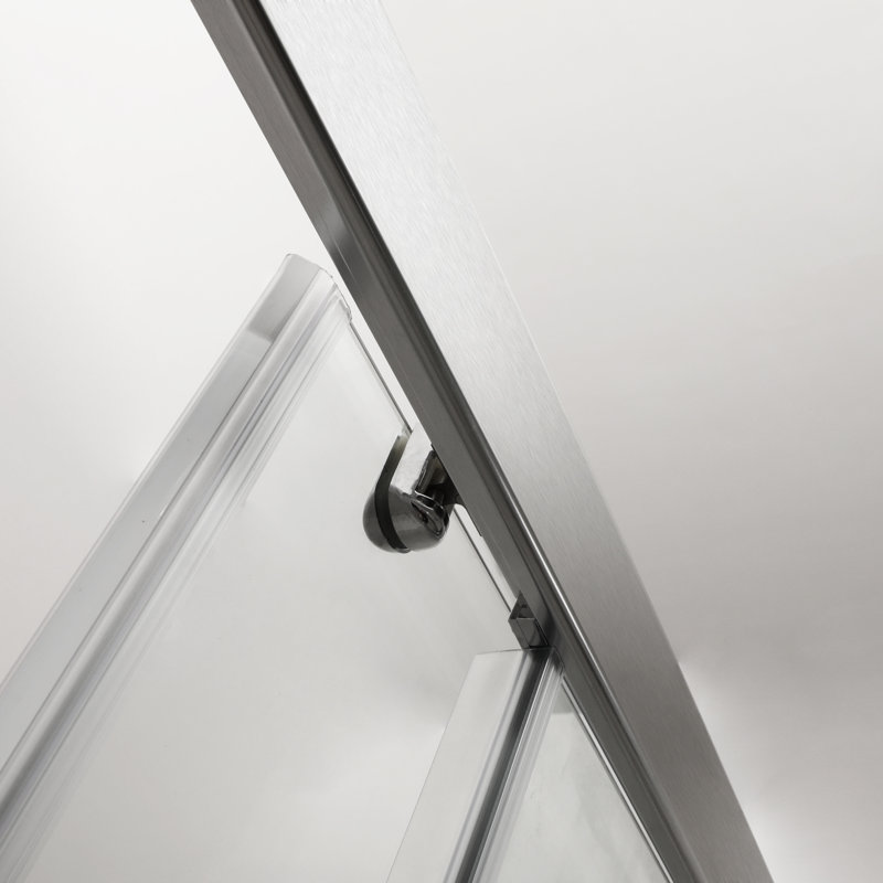 Porte de douche coulissante simple demi-cadre avec verre trempé transparent de 48 à 49 po x H 72 po, Argent brossé
