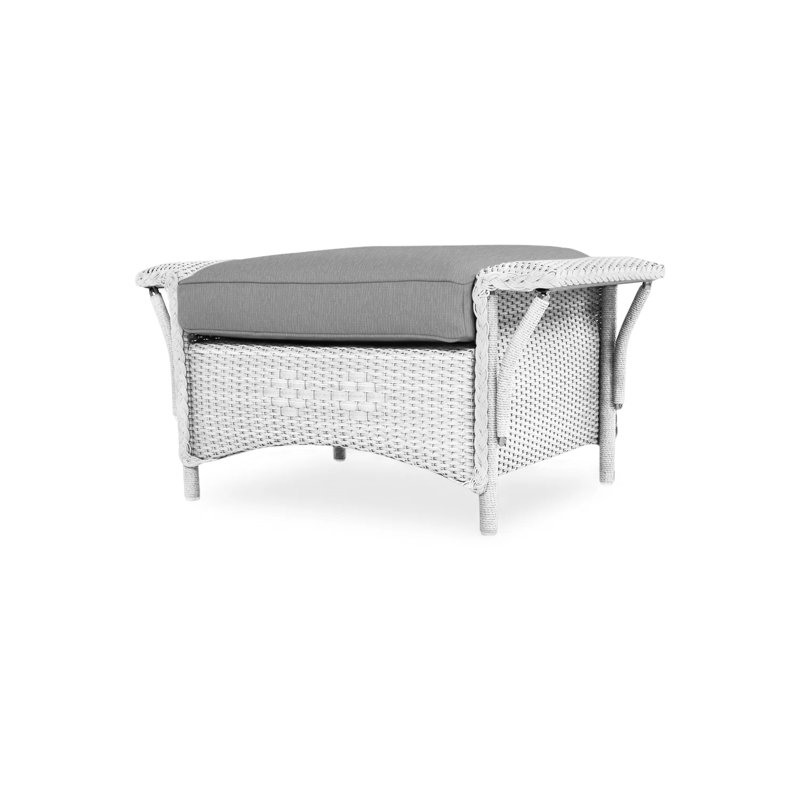 Nantucket Outdoor Ottoman, White, Rollo Linen
