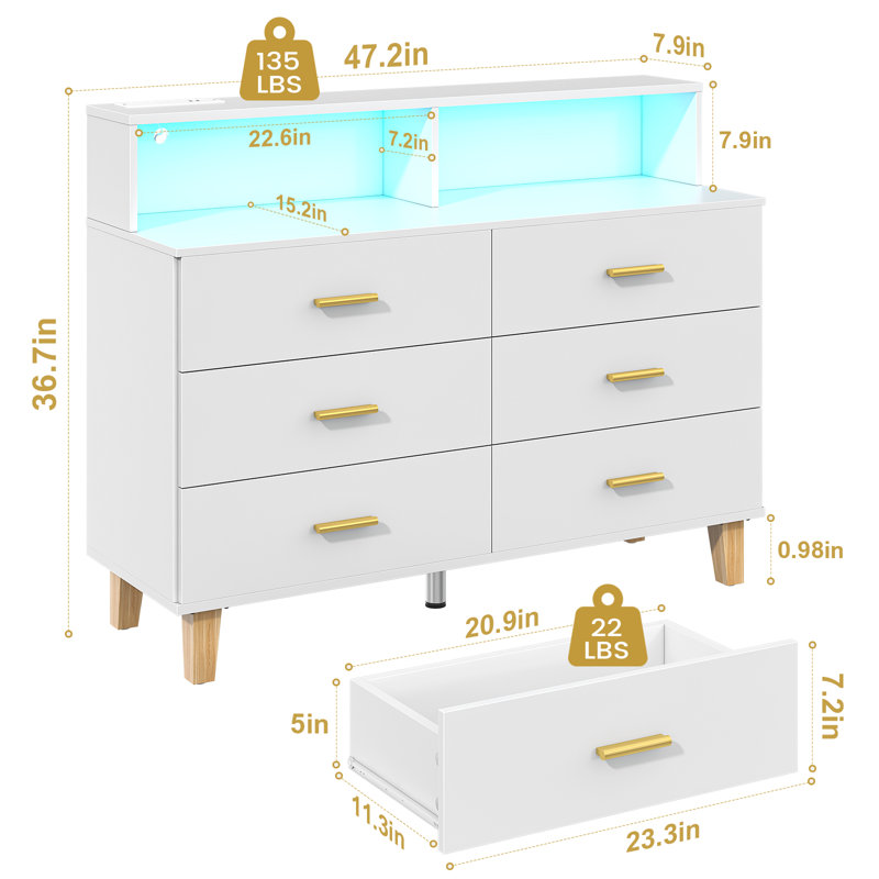 Cithlaly 47.2'' W 6 - Drawer Dresser
