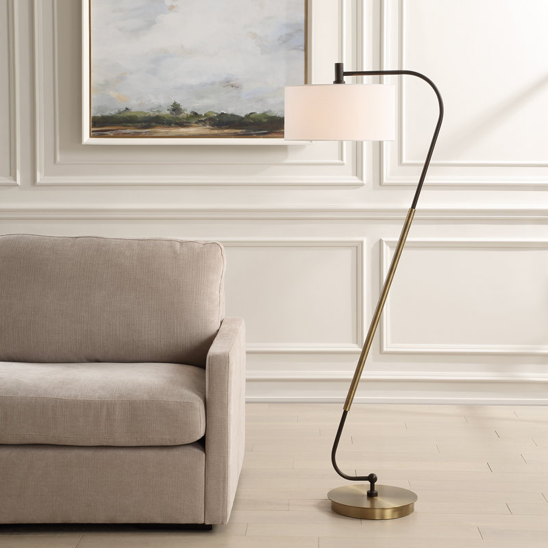 Cathelene Curved Brass Floor Lamp
